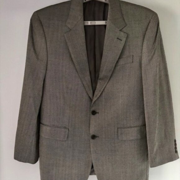 Izod Blazer Men 40R Gray 100% Silk Sport Coat 2 Button Blazer Herringbone Jacket - Picture 1 of 11